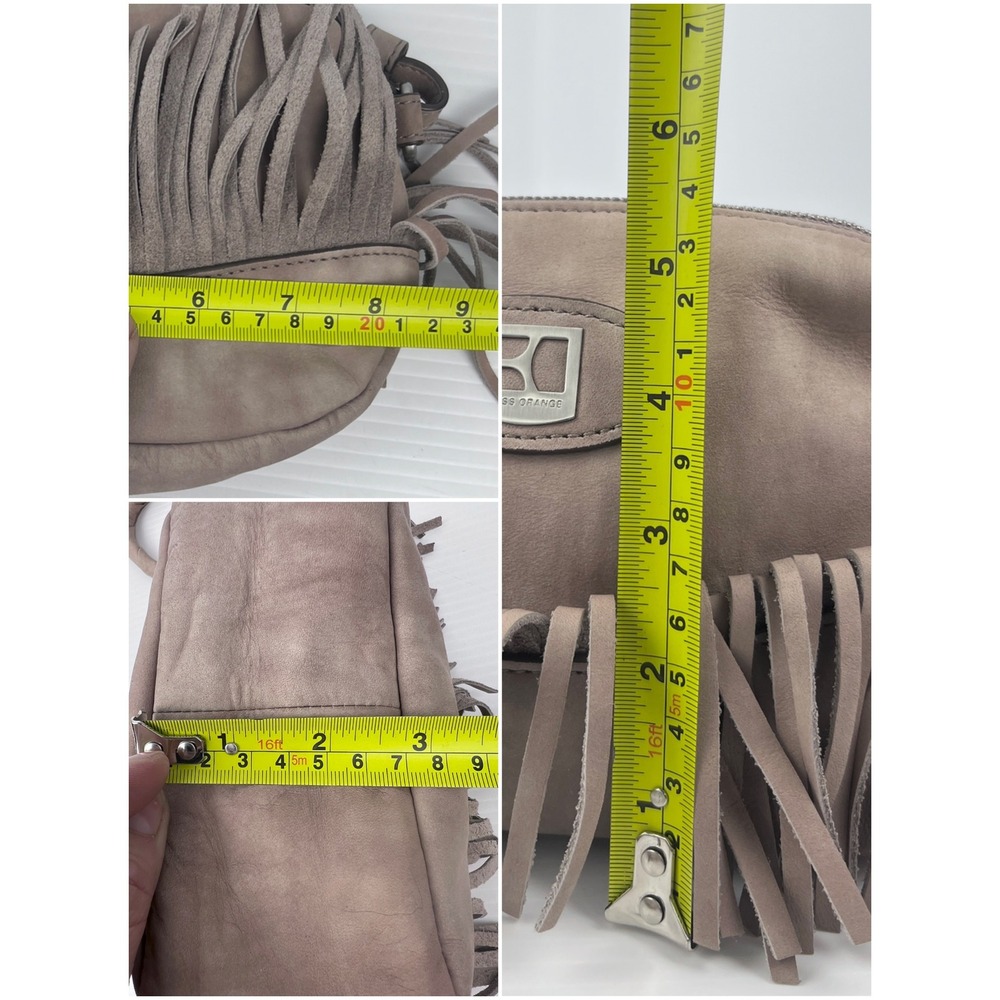 Hugo Boss Orange Taupe Mauve‎ Leather Fringe Wristlet Bag 50197312 Braided Strap - Picture 9 of 9